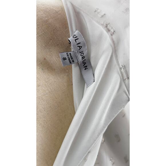 Julia Jordan Tiered A Line Maxi Dress 8 NWOT White Chiffon Dot Bridal Grad Glam - Picture 6 of 10